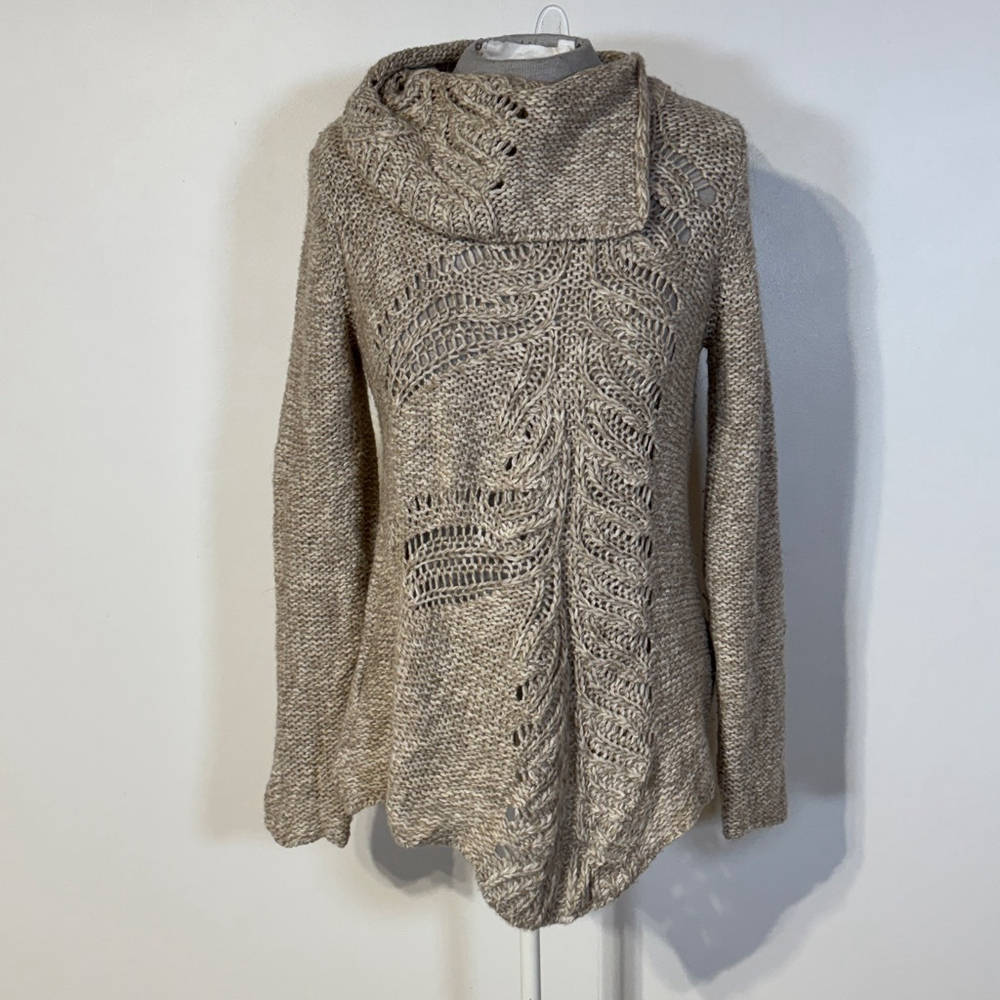 Anthropologie Moth Turtleneck Sweater Brown Beige Women’s Small Alpaca Blend - Picture 3 of 15